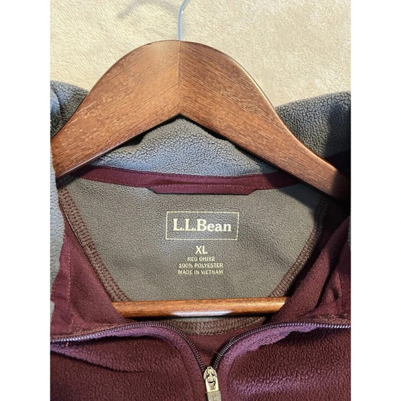 LL Bean‎ Sweater Men’s XL Micro Fleece 1/4 Zip Pullover Maroon Purple - Picture 5 of 7